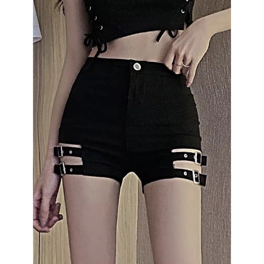 春季网红爆款短裤夏季爵士舞黑色高腰短裤钢管舞辣妹性感包臀热裤