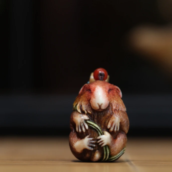 考拉 鹿角雕刻 方颜作品 纯手工 配饰挂件 手把件