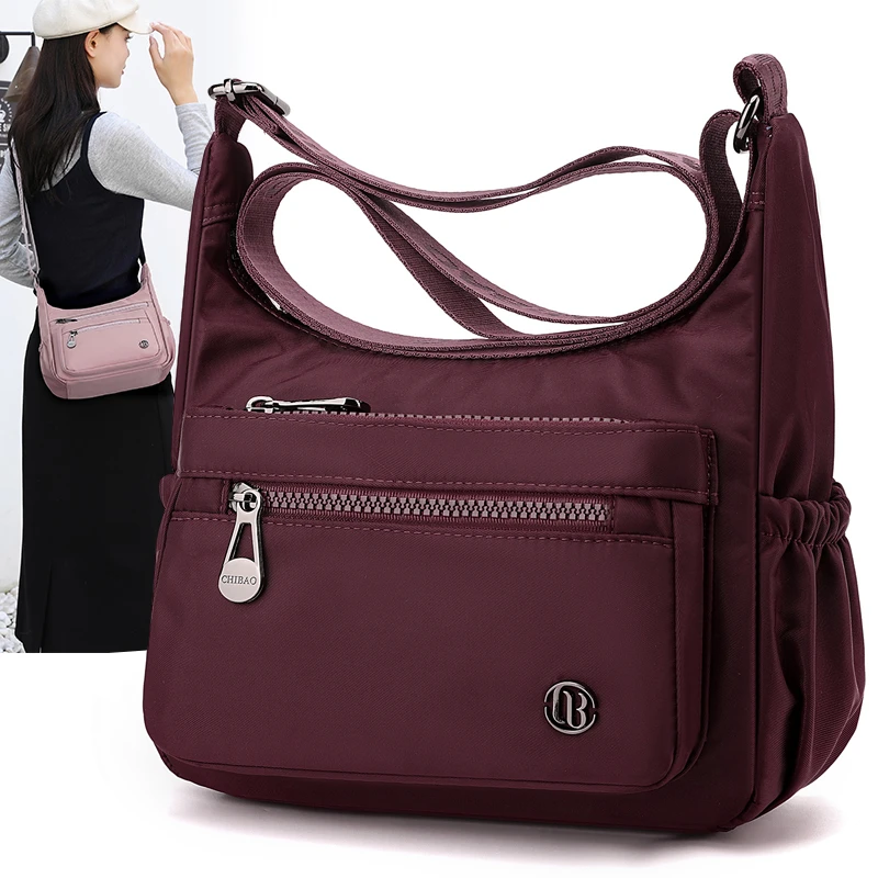 包包女新款时尚斜挎包简约百搭牛津布单肩包多隔层女包妈妈包1084