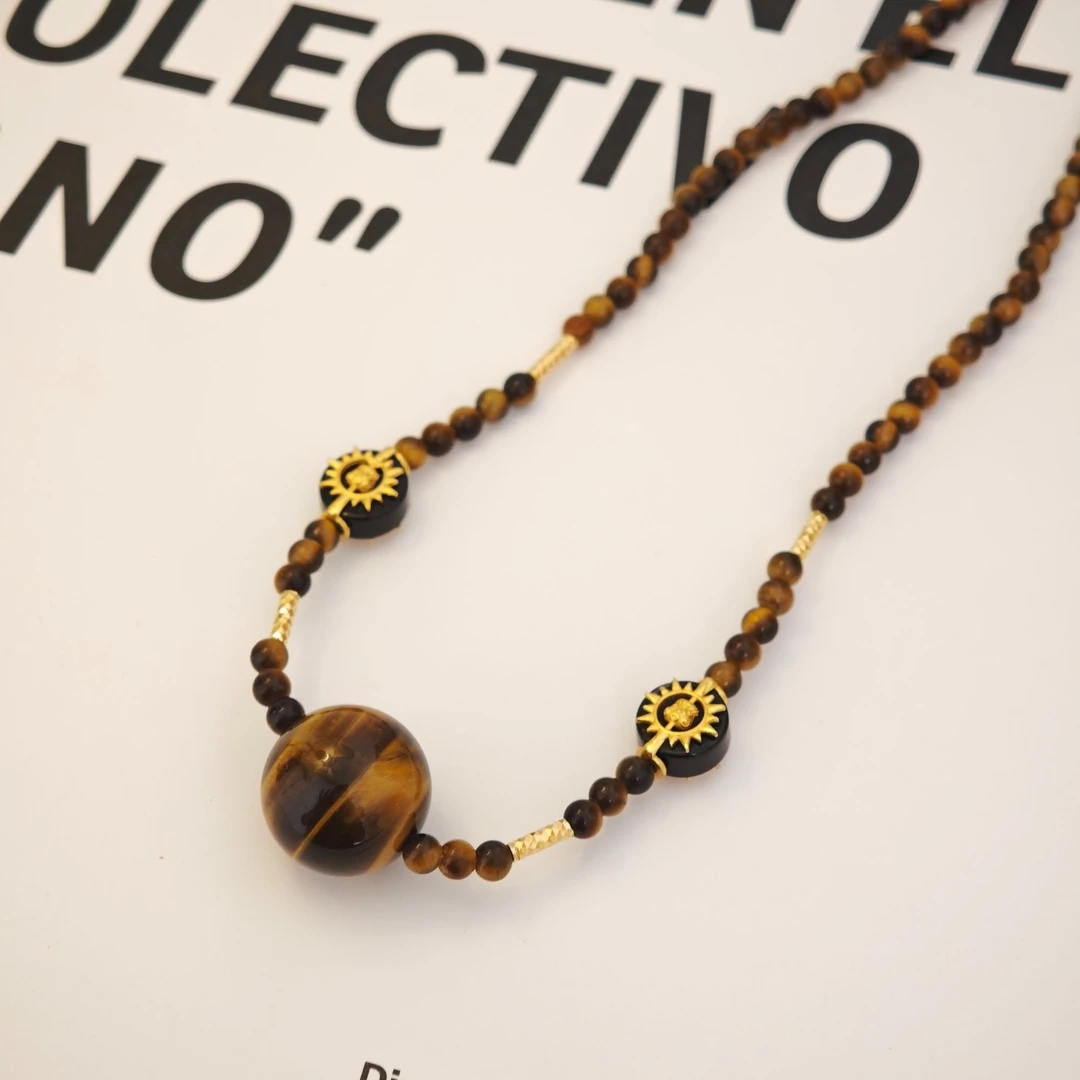 【万雪】S925银天然闪电虎眼石虎睛石设计款美拉德高级感项链吊坠