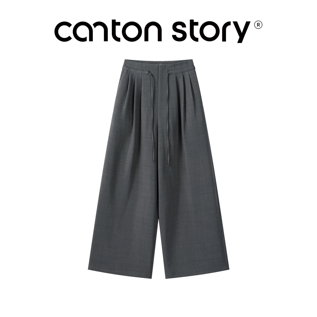 羊城故事 高腰阔腿休闲裤女2025新款秋垂感宽松直筒裤 Y50852995
