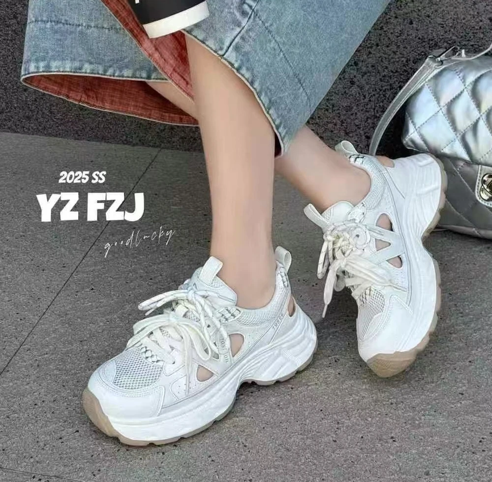 【华小姐】夏季新款时尚潮流圆头厚底透气百搭休闲鞋16-695