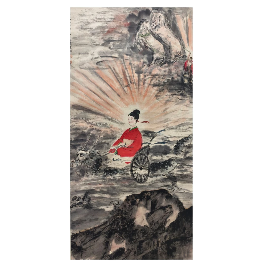 傅bs 款 人物立轴图 68*138约8.5平尺