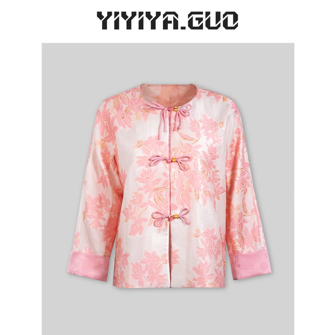 yiyiya.Guo艺艺吖/粉色枫叶圆领外套20241683