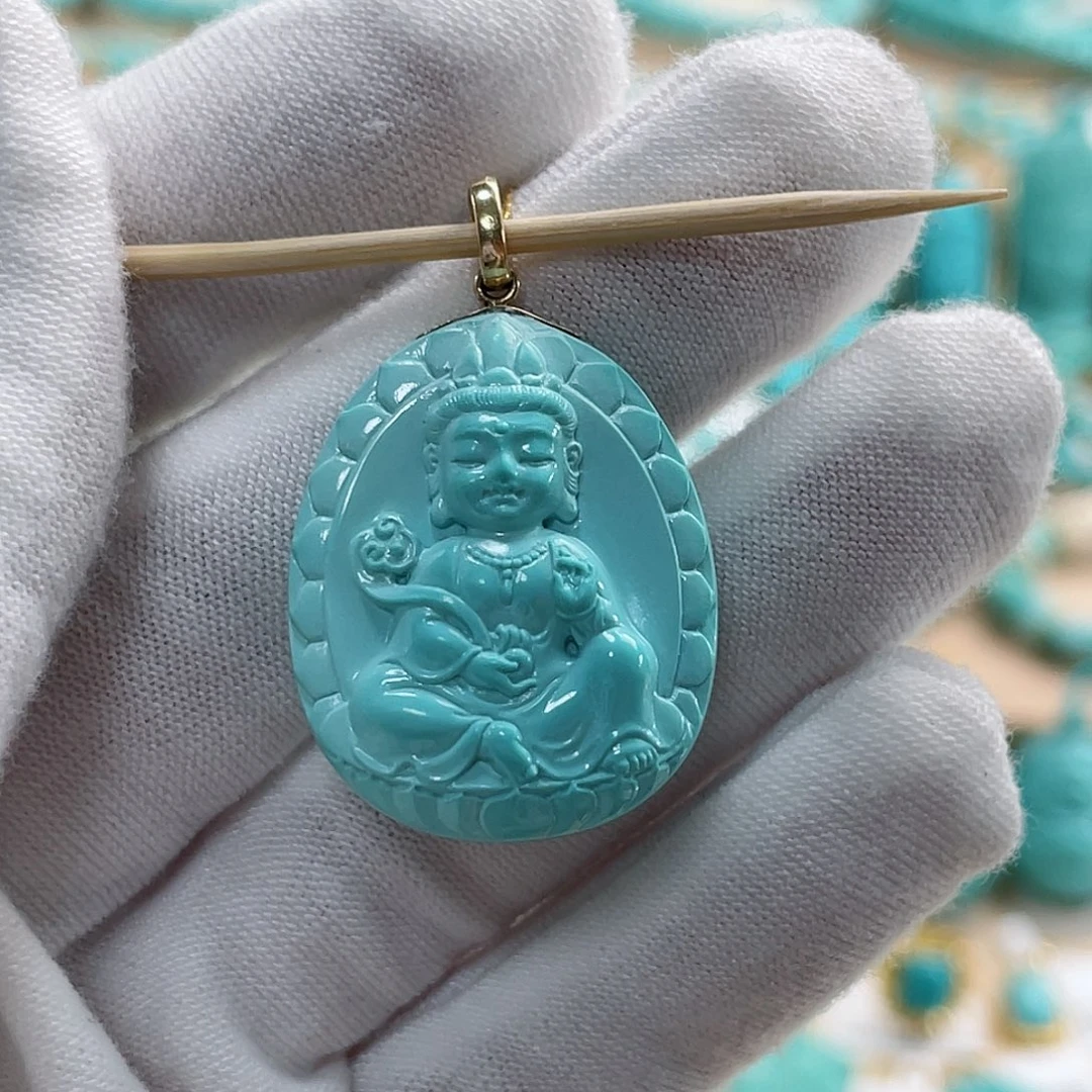 绿松石珠宝奇石18K金镶嵌