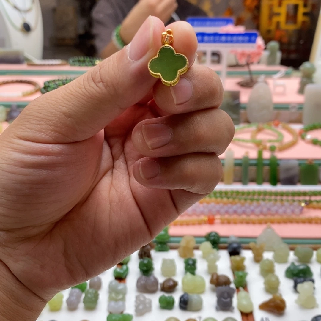 和田玉（碧玉）银S925镶嵌吊坠(不含链)