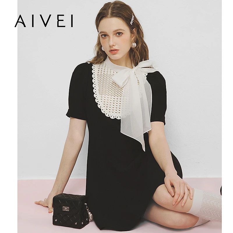 AIVEI欣贺艾薇2025春季千金蝴蝶结连衣裙S712202A