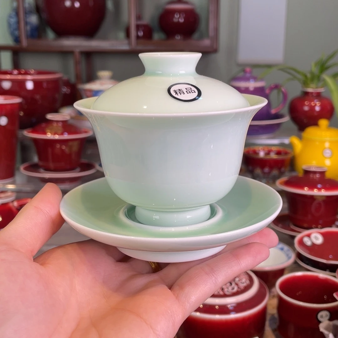 清欢雅玩，原矿影青精品小元宝盖碗