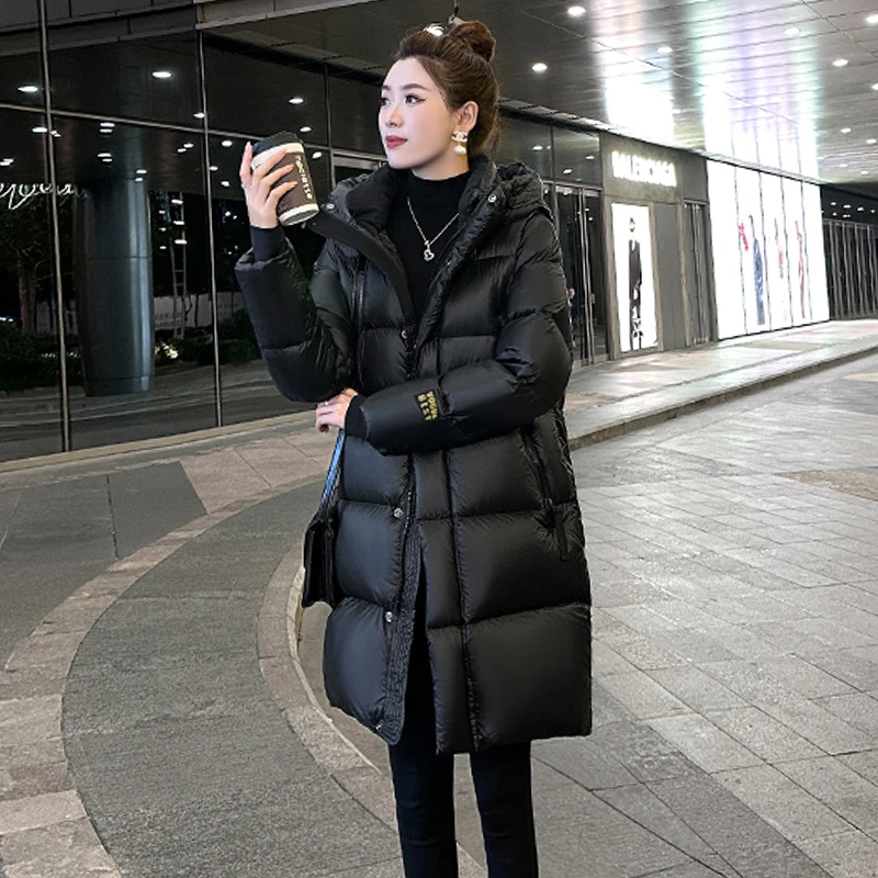 韩版连帽中长款棉服外套女2025冬季新款加厚保暖宽松显瘦大码棉衣