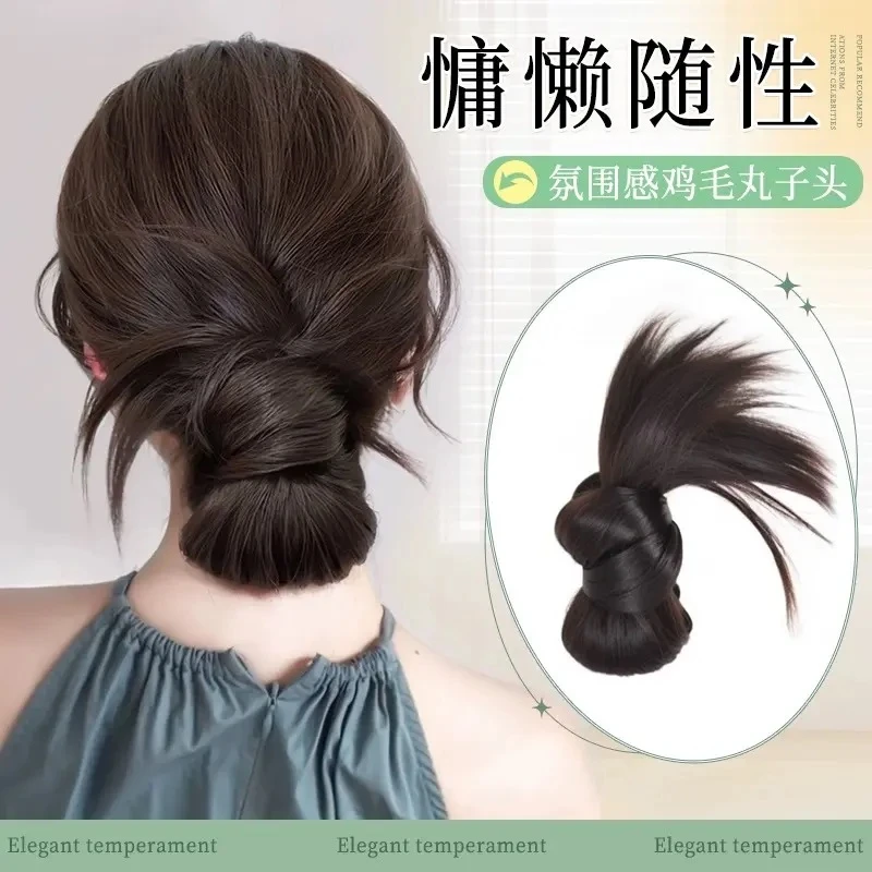 半扎鸡窝头抓夹发圈甜酷仿真发鸡毛头高马尾假发女发包女款