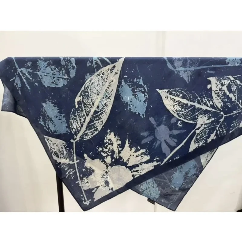 P12【青染花】时尚丝毛双面异色85*85百搭舒适丝巾