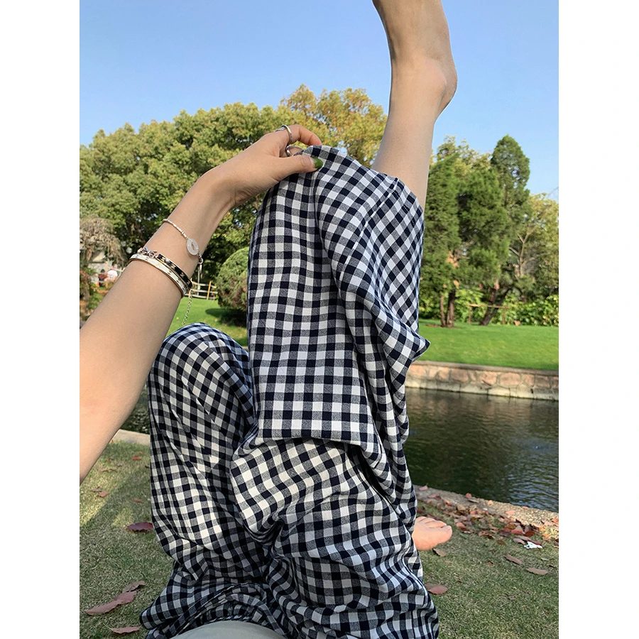 张贝贝 杜塞画廊 色织工艺 长绒棉怀旧感复古格子裤