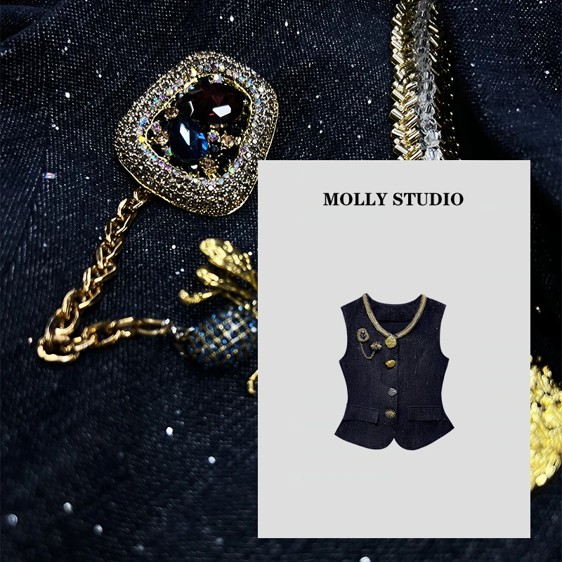 【奢香贵气】Molly显瘦无袖百搭时尚高级感马甲上衣秋冬女M2025687