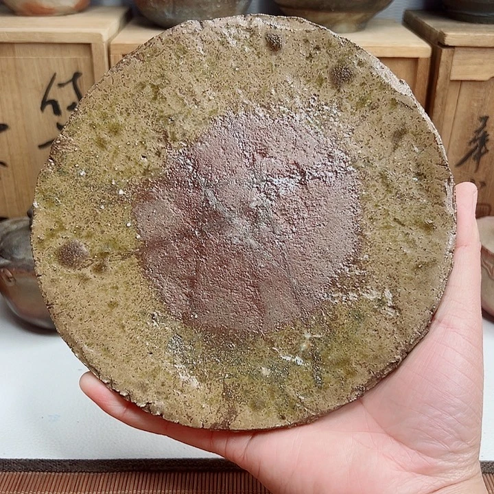 备前烧，壶承，口沿小飞皮，