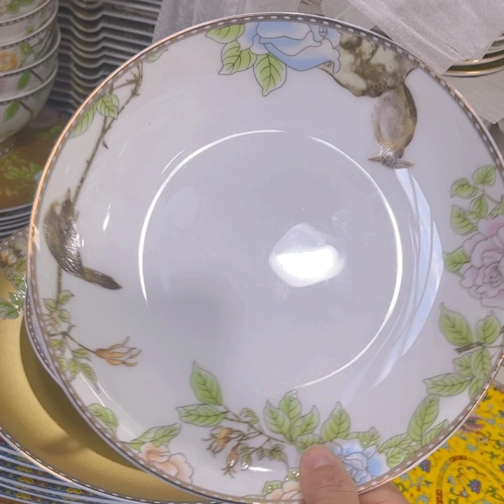 瓷片琴瑟和鸣八寸深盘四个