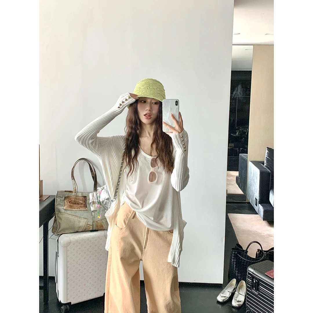 FORNI × YOYO 显瘦代表 坑条针织开衫气质时尚高领百搭长袖针织衫