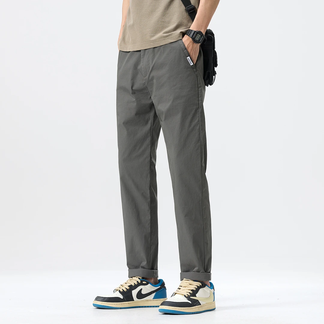 简约百搭九分休闲裤男款2025春夏显瘦小直筒男裤轻薄弹力裤子男