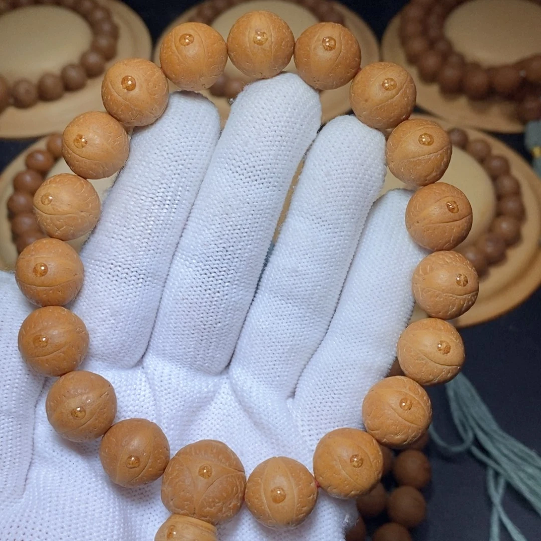 手串凤眼菩提13.5mm新籽红皮大眼萌 圆桩手串18颗