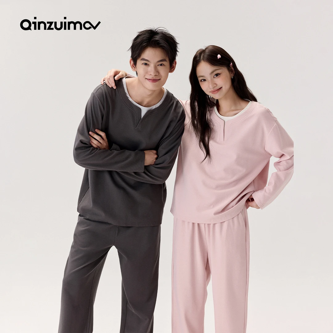 亲嘴猫【巨柔软】莫代尔棉可外穿长袖少女情侣睡衣家居服套装秋季