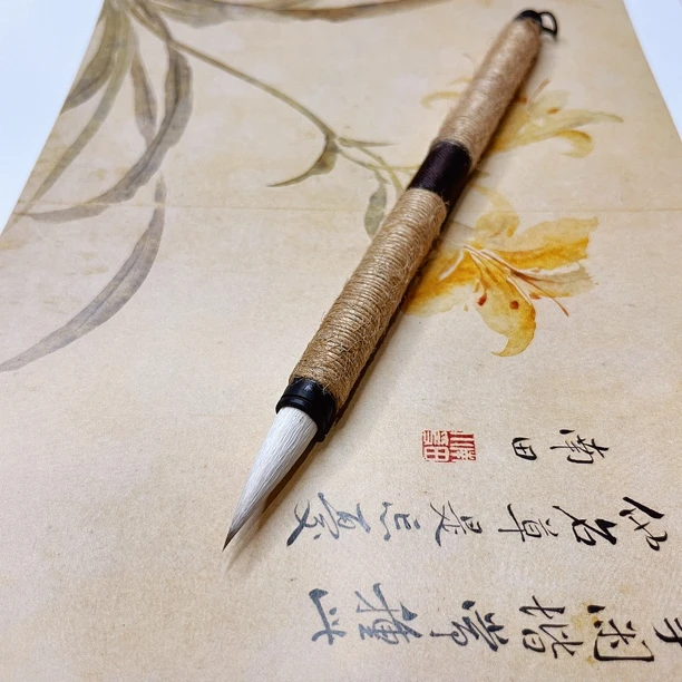 复古创意麻绳笔杆特制兼毫毛笔文笔楷书行书行楷适合书法创作国画