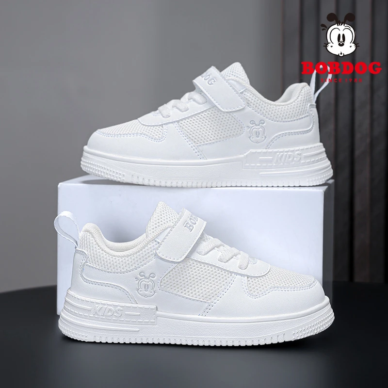 巴布豆儿童小白鞋夏季男童运动鞋春秋新款中大童网面透气女童板鞋
