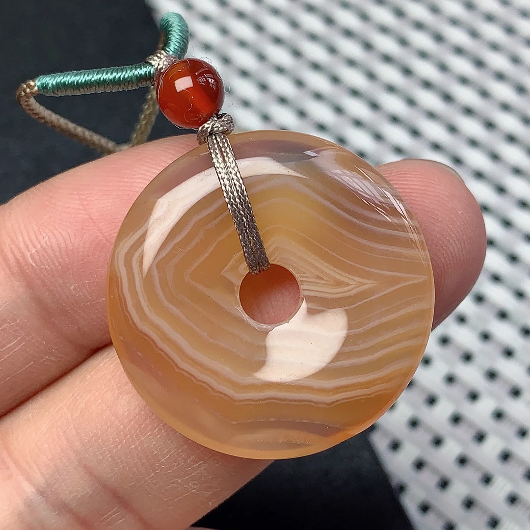天然龙鳞纹玛瑙平安扣吊坠29.4/5.7mm