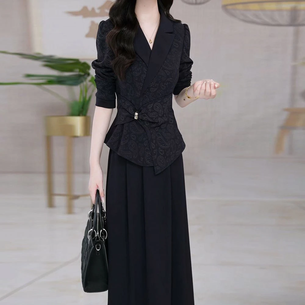 高档软精纺优雅气质两件套装礼服裙2025秋季新款显瘦年轻连衣裙