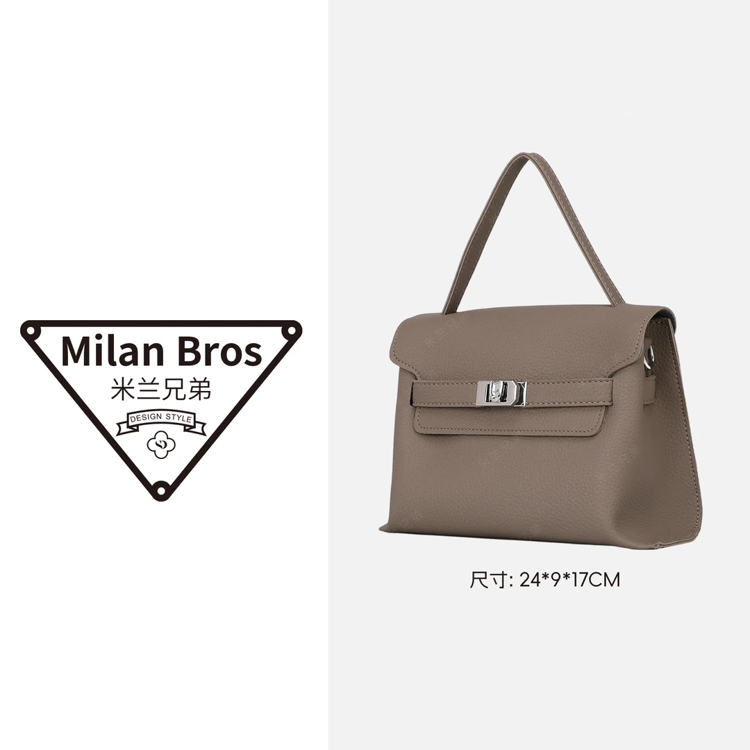 新款时尚单肩包荔枝纹大容量女士公文包9601灰