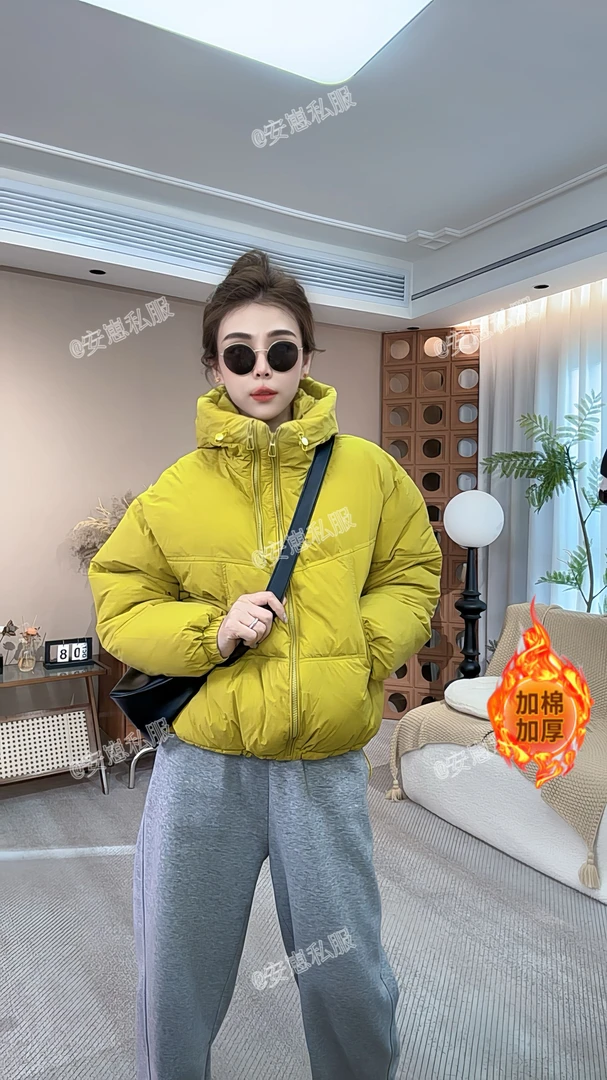 ANN 【小时代】加棉加厚2024女冬装新款连帽短款棉服外套女上衣