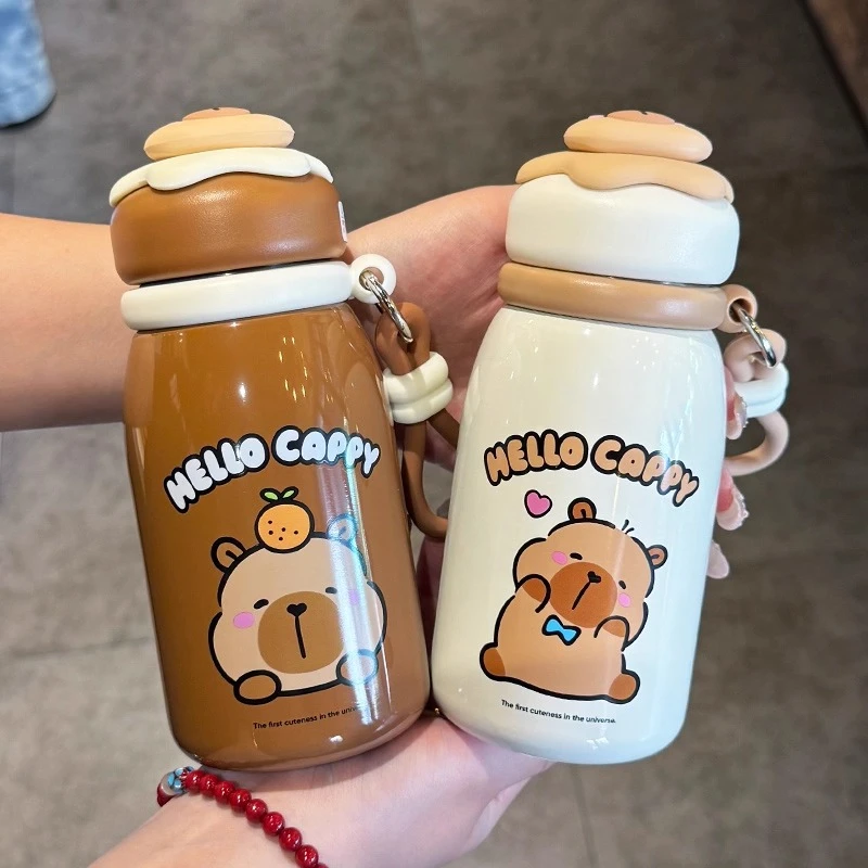 卡皮巴拉儿童保温杯316L可爱水杯学生高颜值小巧便携茶隔直饮杯子