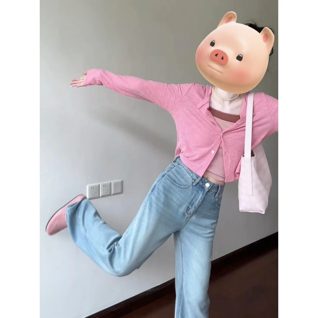 MARIE.COCO一整套减龄漂亮吊带背心外搭针织开衫上衣牛仔裤三件套