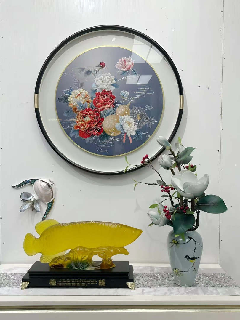 包安装牡丹葫芦画手工铜雕高端走廊玄关挂画客厅餐厅墙壁装饰画