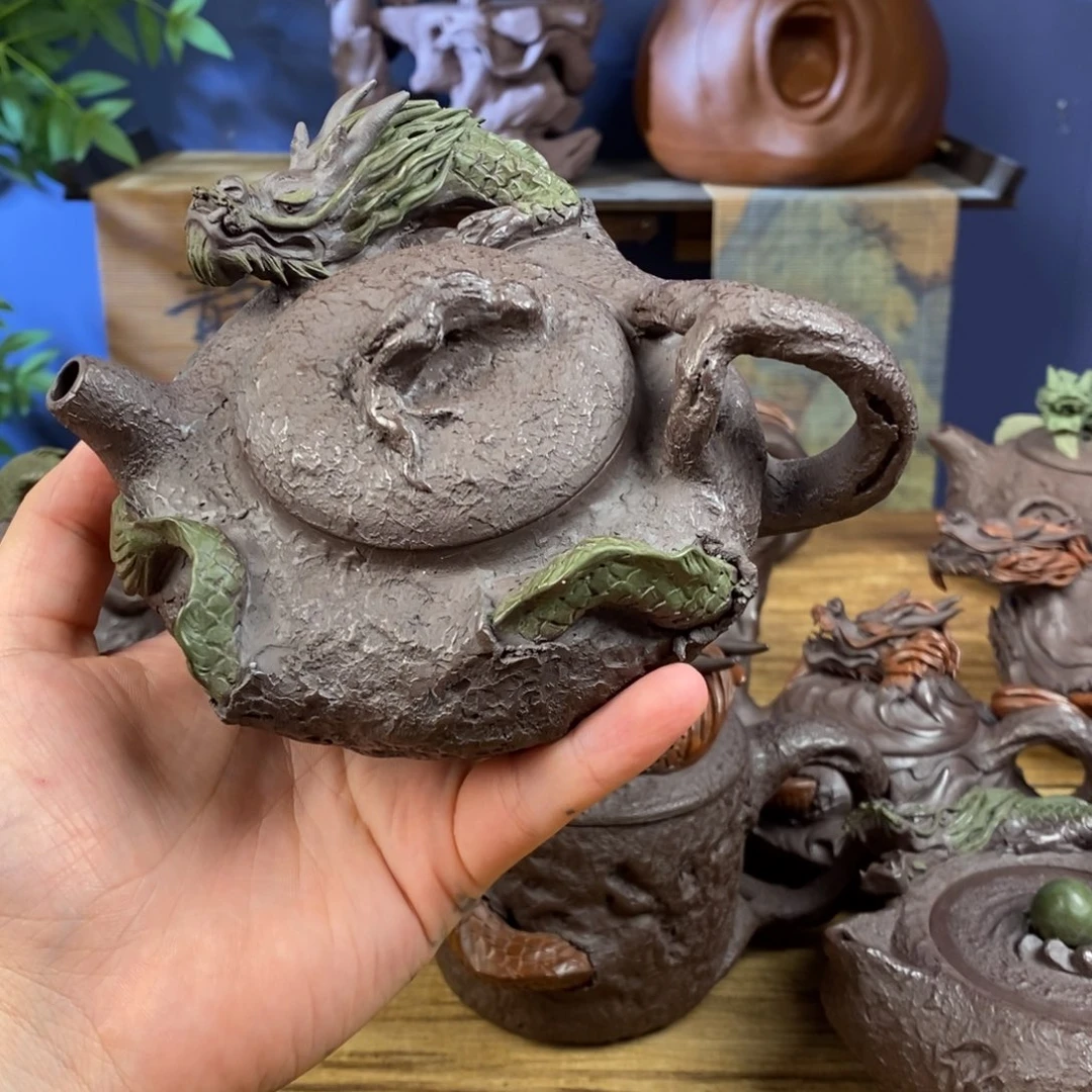 天***窗紫砂茶壶紫砂 龙壶
