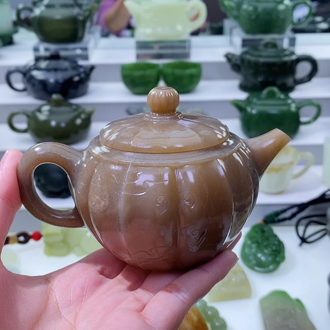 和田玉未镶嵌挂件茶壶