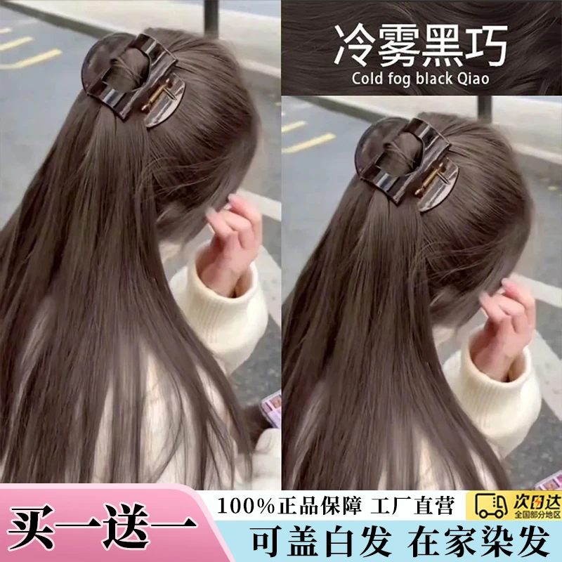 【买一送一】冷雾黑巧发膏学生不明显盖白莫奈肉桂推荐免漂植物正品