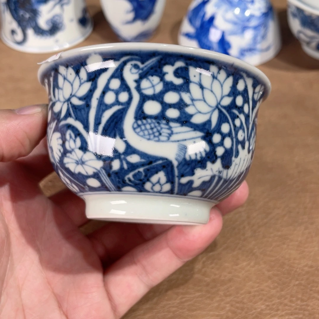 摆件古蓝一鹭青花炉式