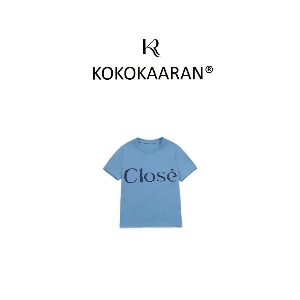 kokokaaran/可可咔伦100棉美式字母印花修身显瘦短袖T恤SH250081