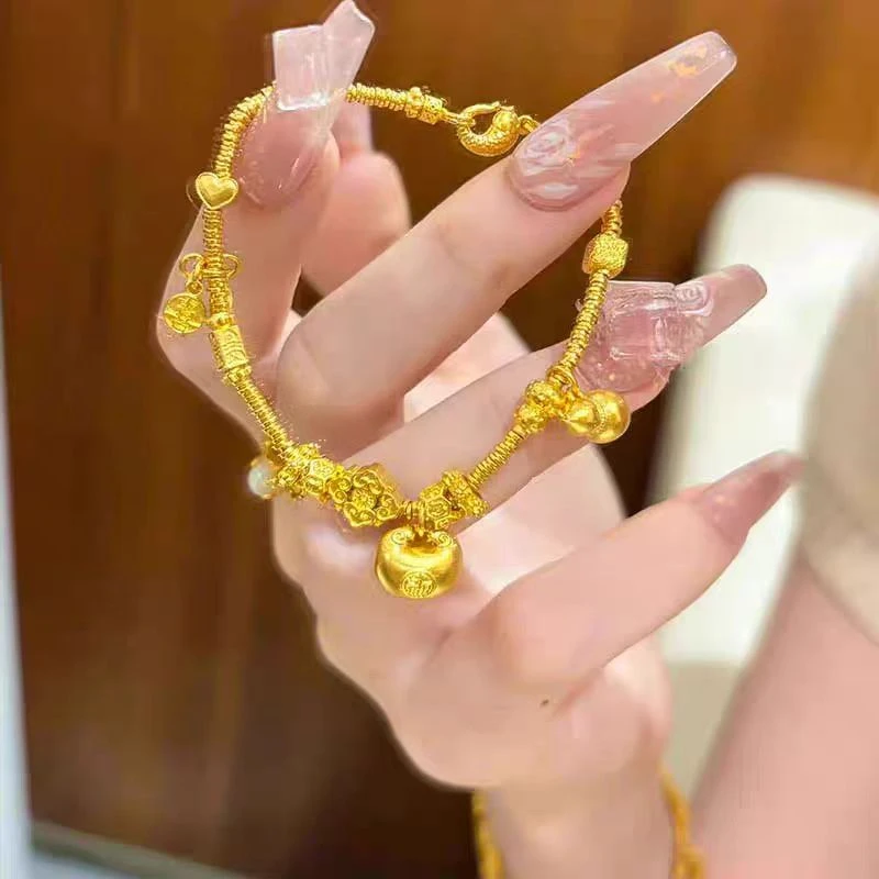 手链 金色时尚五福手链