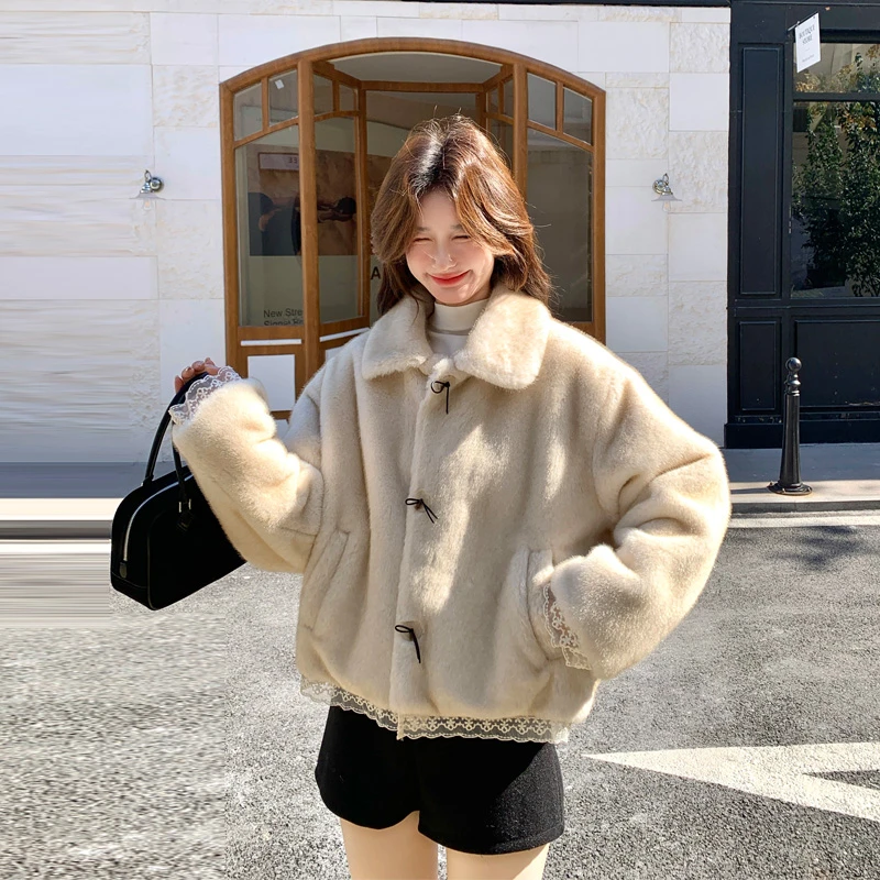 韩系减龄毛绒绒羽绒服2025冬新款小众加厚ins温柔风皮毛一体外套