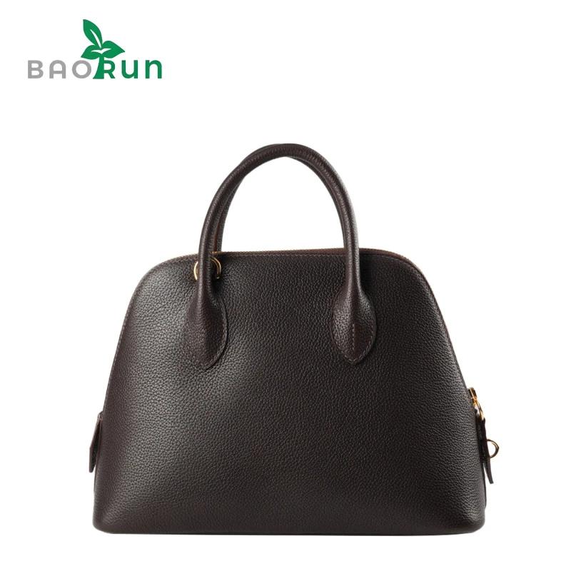 【福宝保龄球】女士复古棕色手提保龄球高级百搭单肩斜跨包包