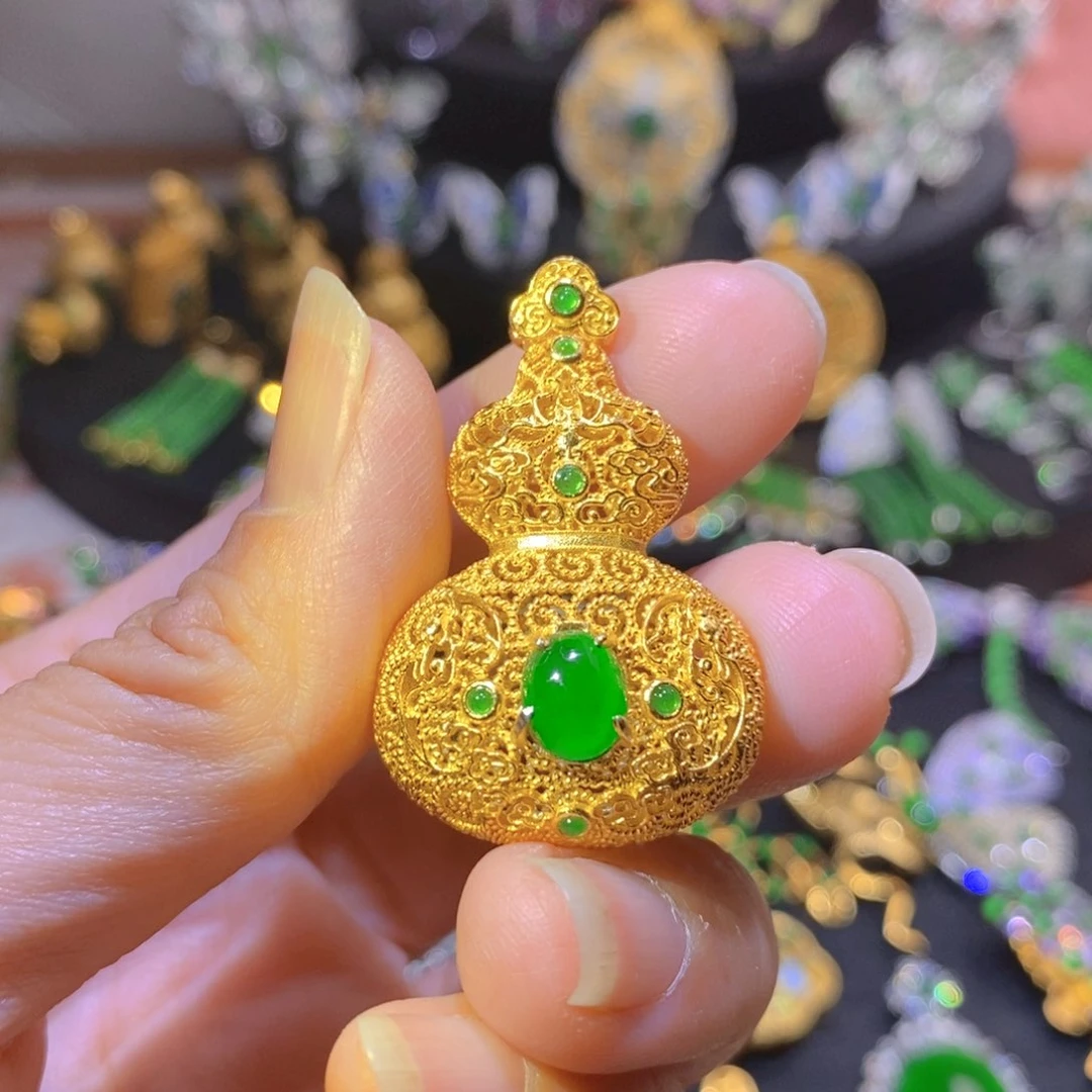 吊坠(不含链)银S925镶嵌翡翠