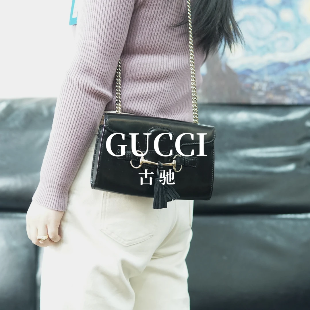 95新 GUCCI/古驰 黑色斜挎包/XG12621096/1096