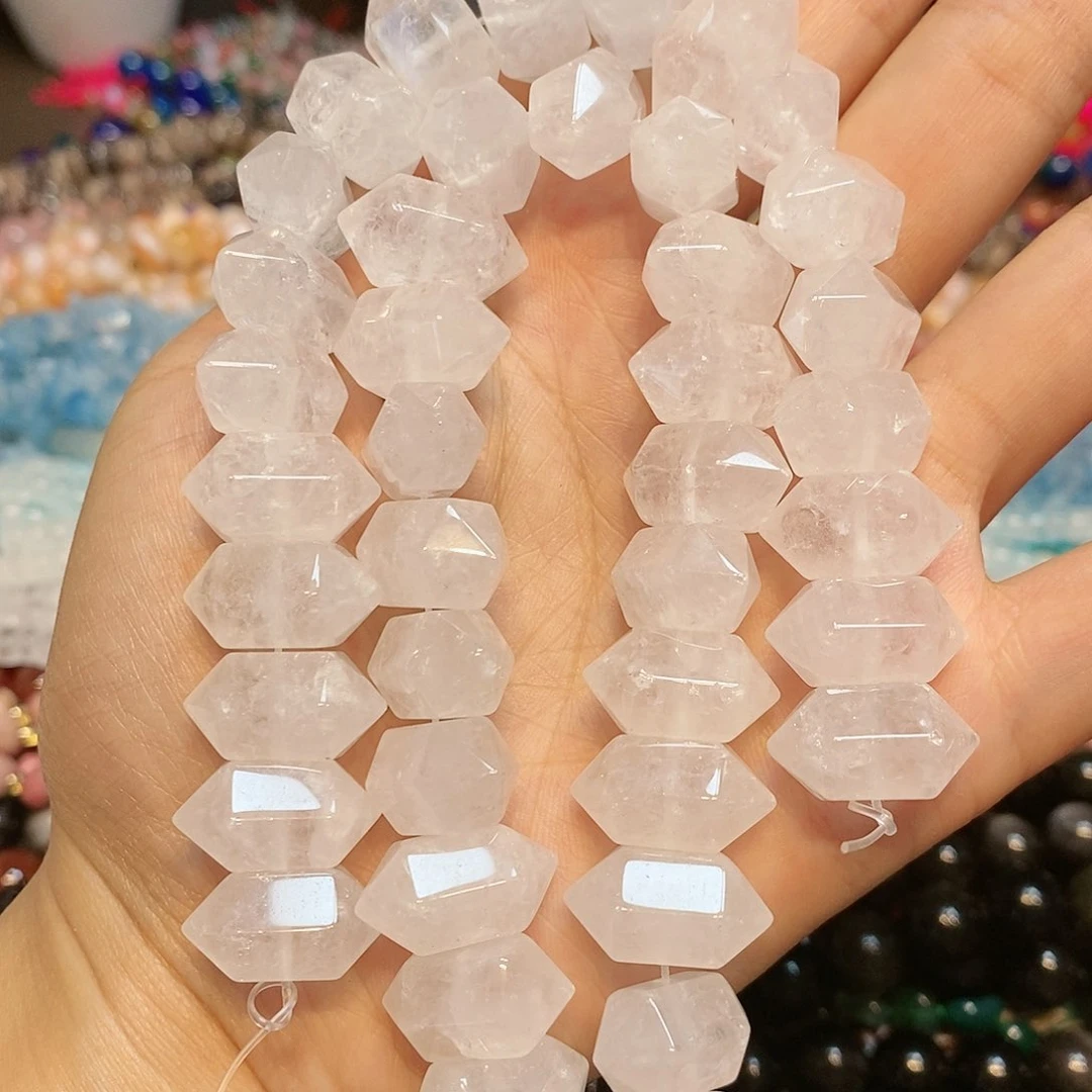 玛瑙/玉髓散珠天然白水晶双尖