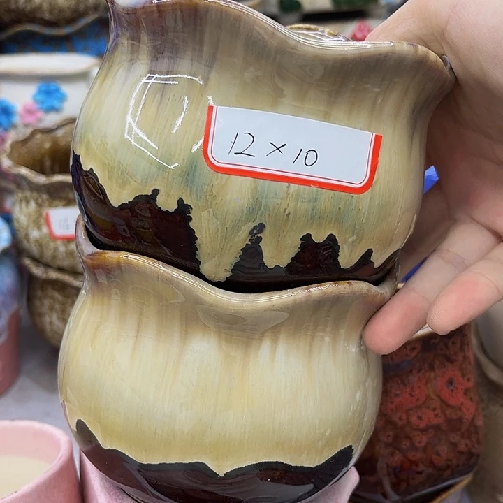 多肉绿植陶瓷花盆9.9包邮，有孔