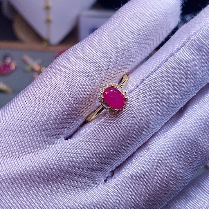 银S925镶嵌戒指红宝石