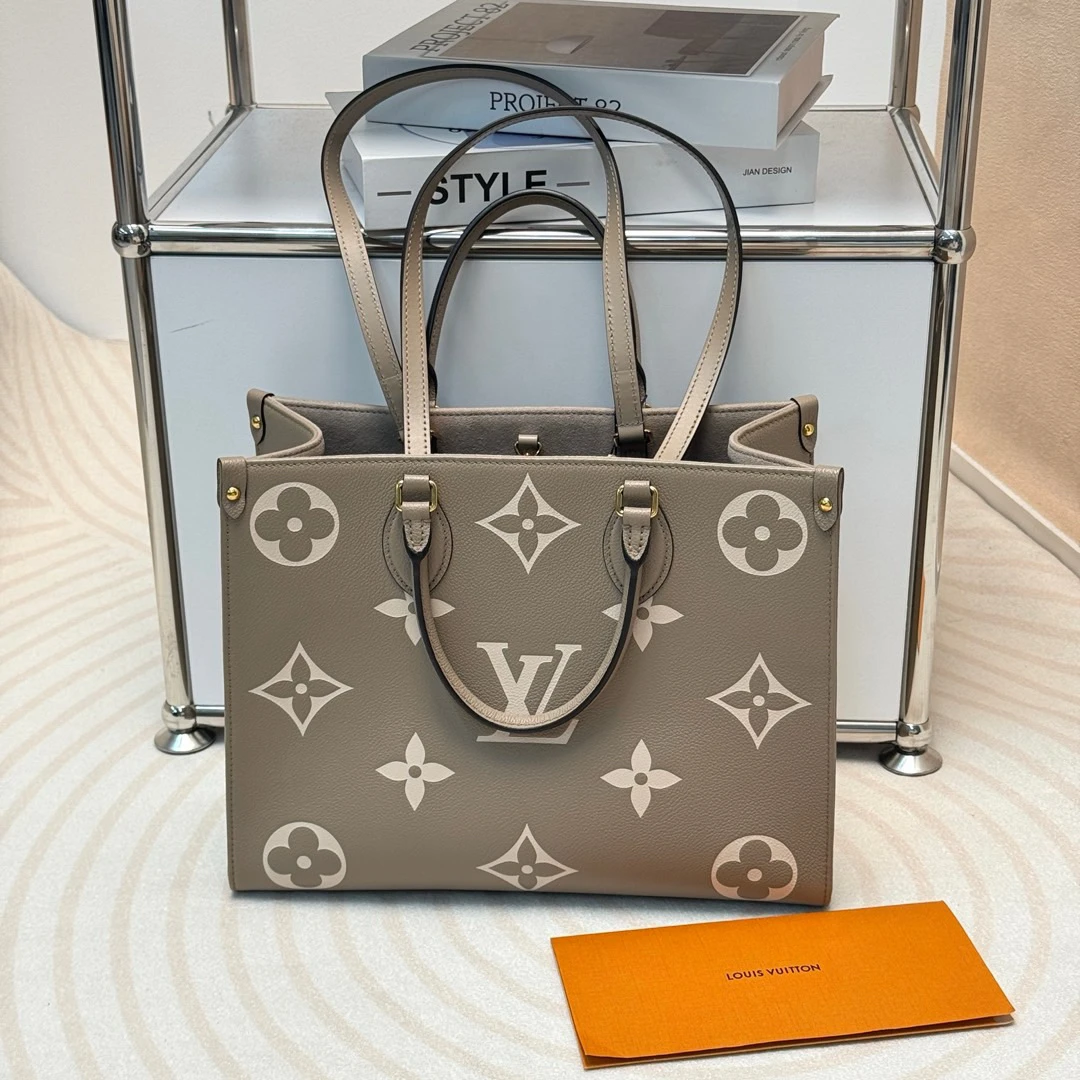 95新 LouisVuitton/路易威登 大象灰全皮 onthego 中号/608722703