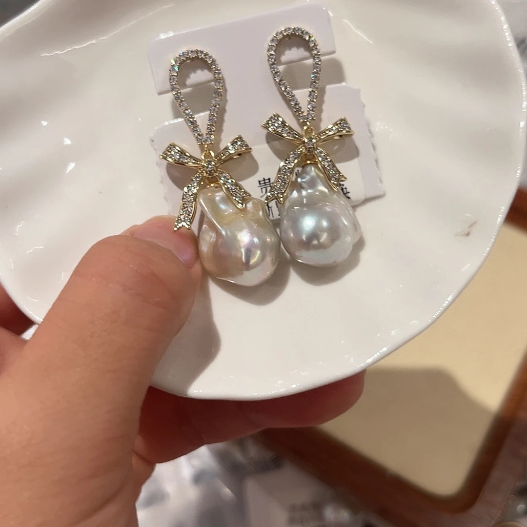 合金淡水珍珠耳饰