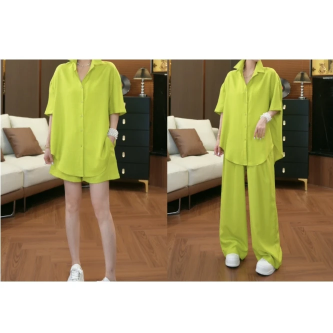 【鑫蕾】新款百搭宽松短袖衬衫搭配裤子时尚套装28832