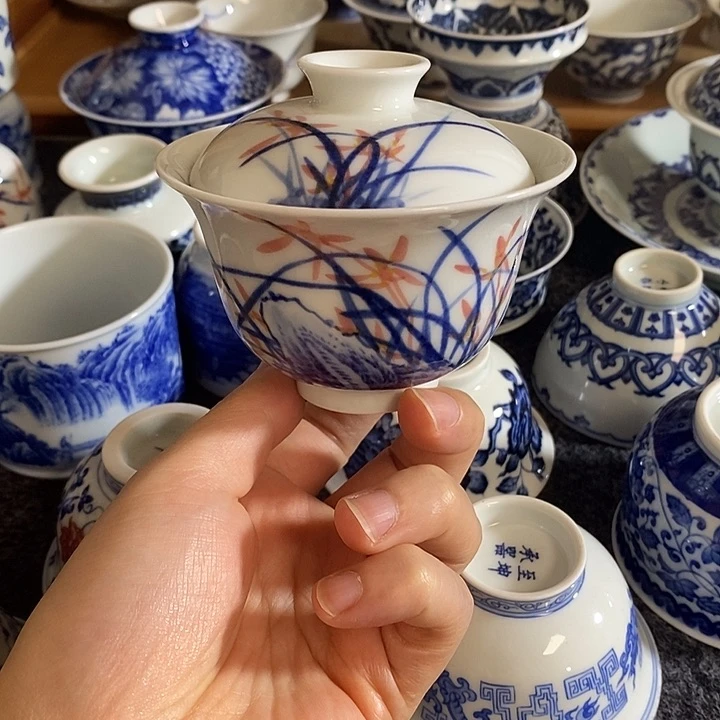 【至坤】兰花二才盖碗