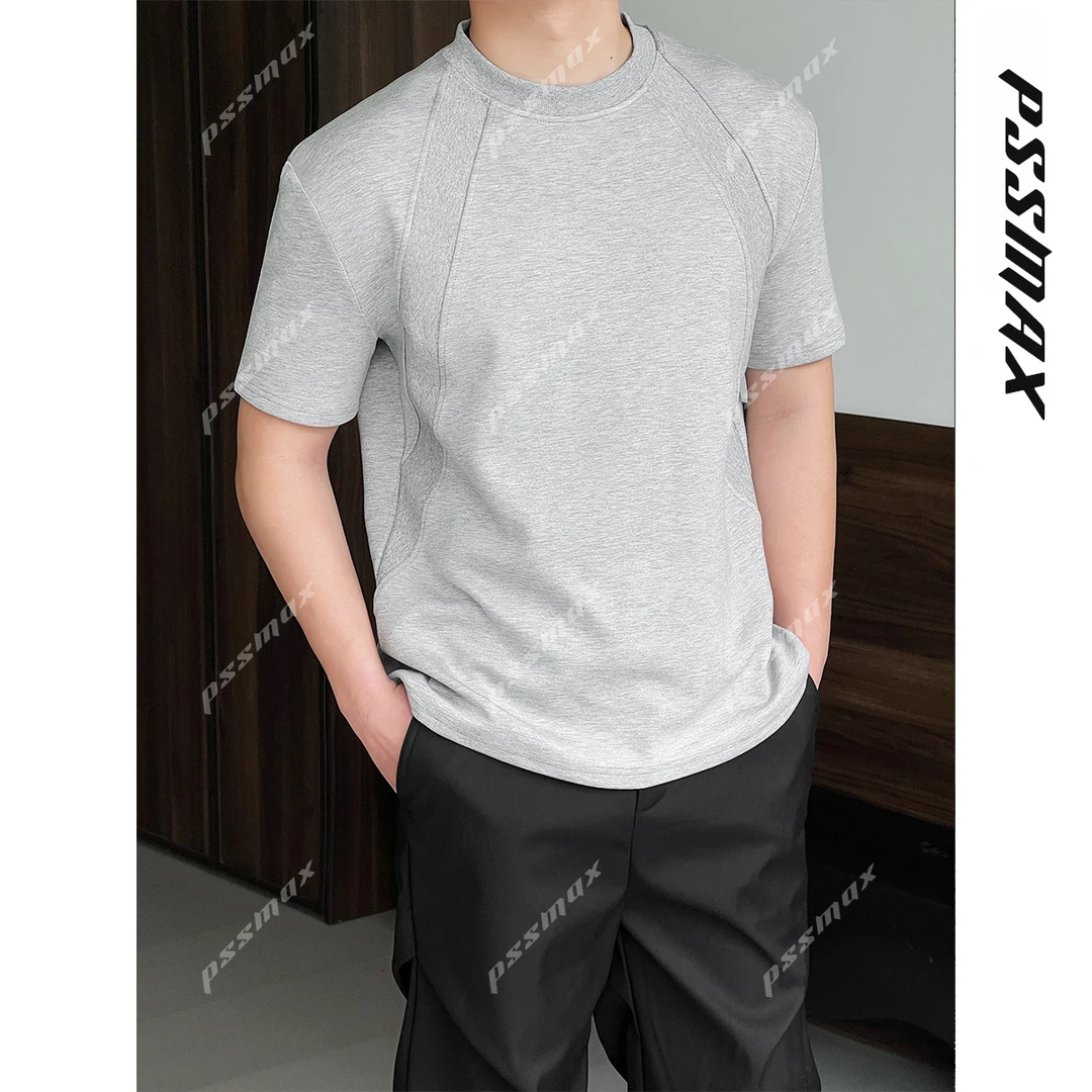 【现货】【PSSMAX】胖俗俗【双肩螺纹T恤】夏季新款boxy凉感抗皱男短袖